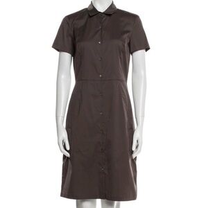 Theory Brown Short-Sleeve Midi Shirt Dress